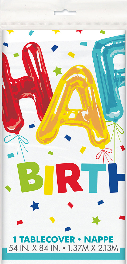 Happy Balloon Birthday Rectangular Plastic Table Cover 54 x 84
