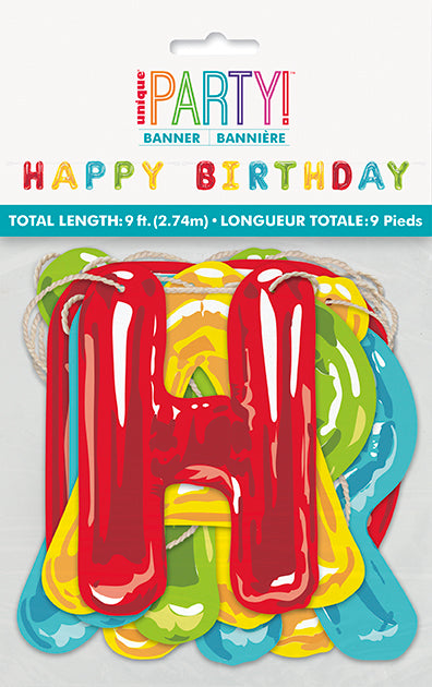 Happy Balloon Birthday Paper Letter Banner 9 ft 2pc