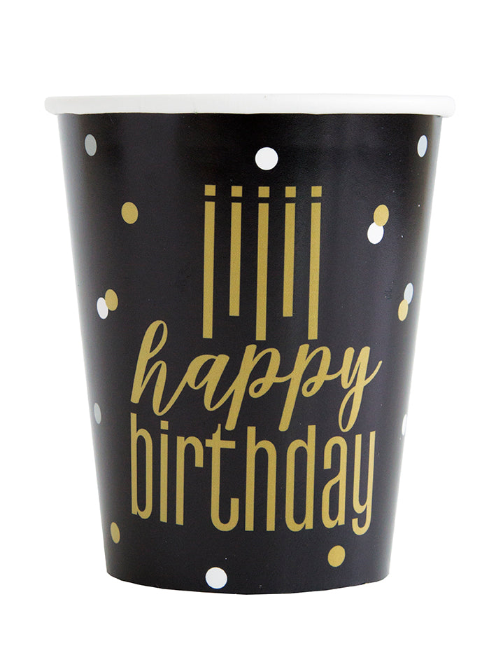 Metallic Happy Birthday 9oz Paper Cups 8ct