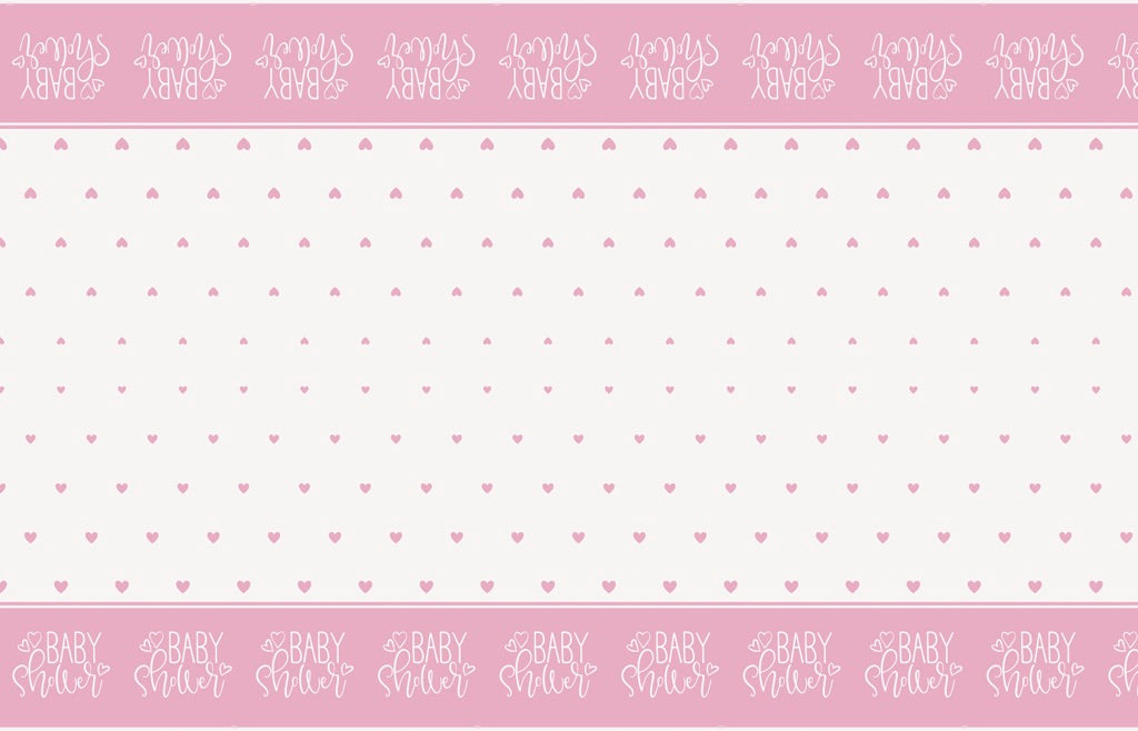 Pink Hearts Baby Shower Rectangular Plastic Table Cover 54in x 84in