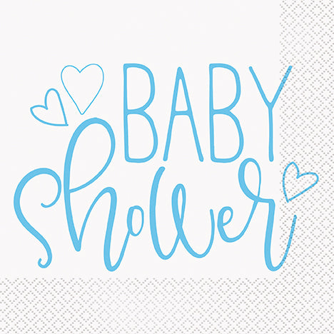 Blue Hearts Baby Shower Luncheon Napkins 16ct
