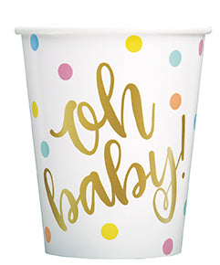 Oh Baby Gold Baby Shower 9oz Paper Cups 8ct