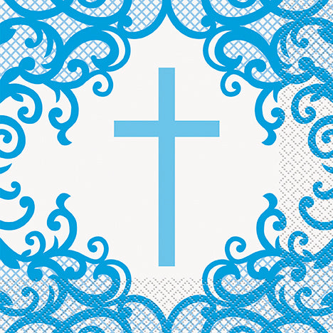 Fancy Blue Cross Lunch Napkins