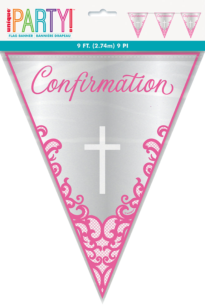 Fancy Pink Cross Flag Banner
