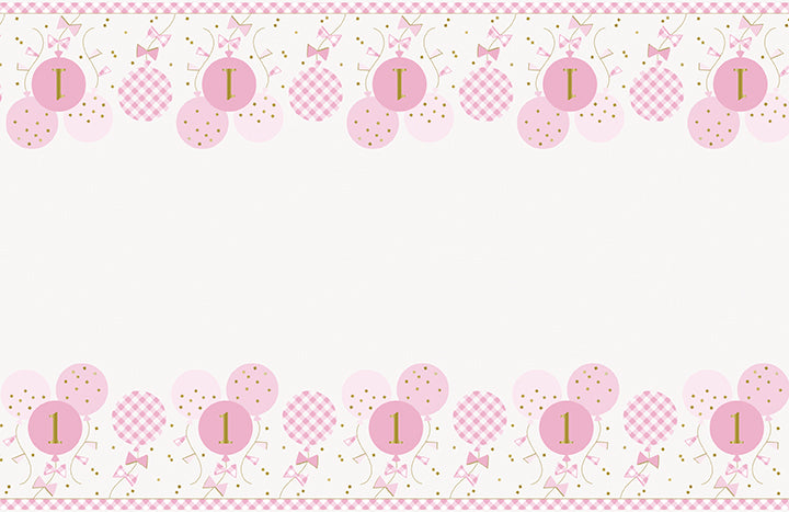 Pink Gingham 1st Birthday Rectangular Plastic Table Cover 54in x 84in