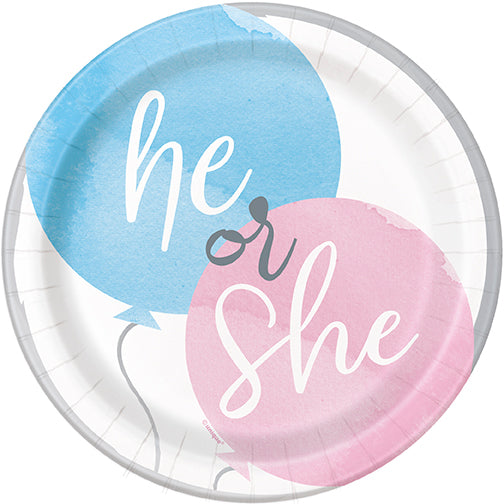 Gender Reveal Party Round 7in Dessert Plates 8ct
