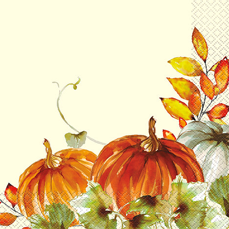 Watercolor Fall Pumpkins Lunch Napkins  16ct
