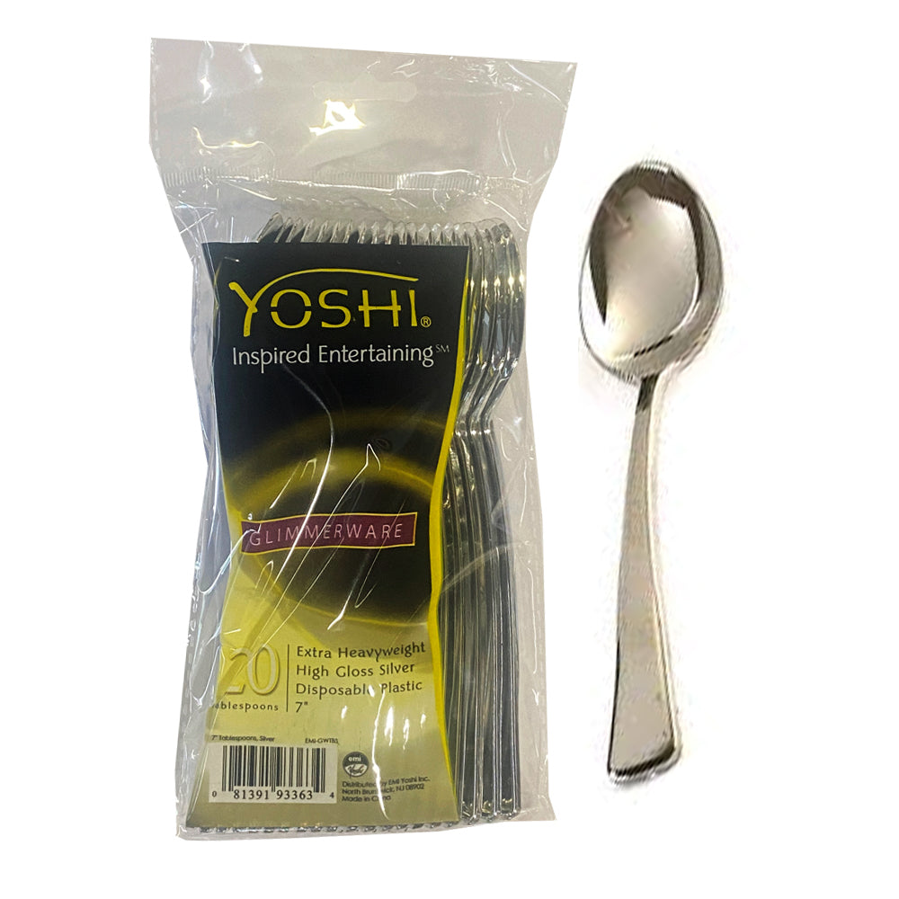 Glimmerware Silver Heavy Duty Plastic Cutlery 20ct