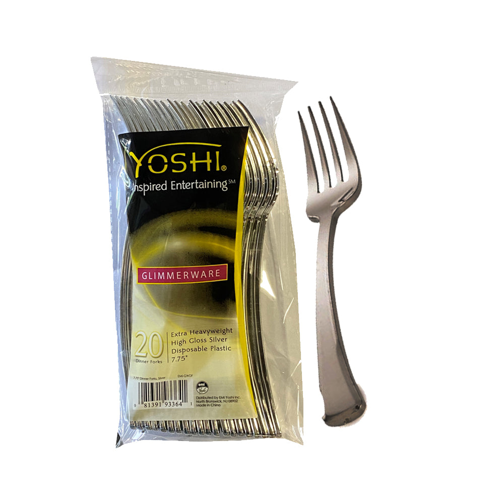 Glimmerware Silver Heavy Duty Plastic Cutlery 20ct