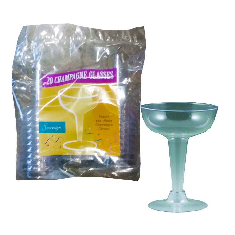 4oz Coupe Plastic Champagne Glasses 2-Piece
