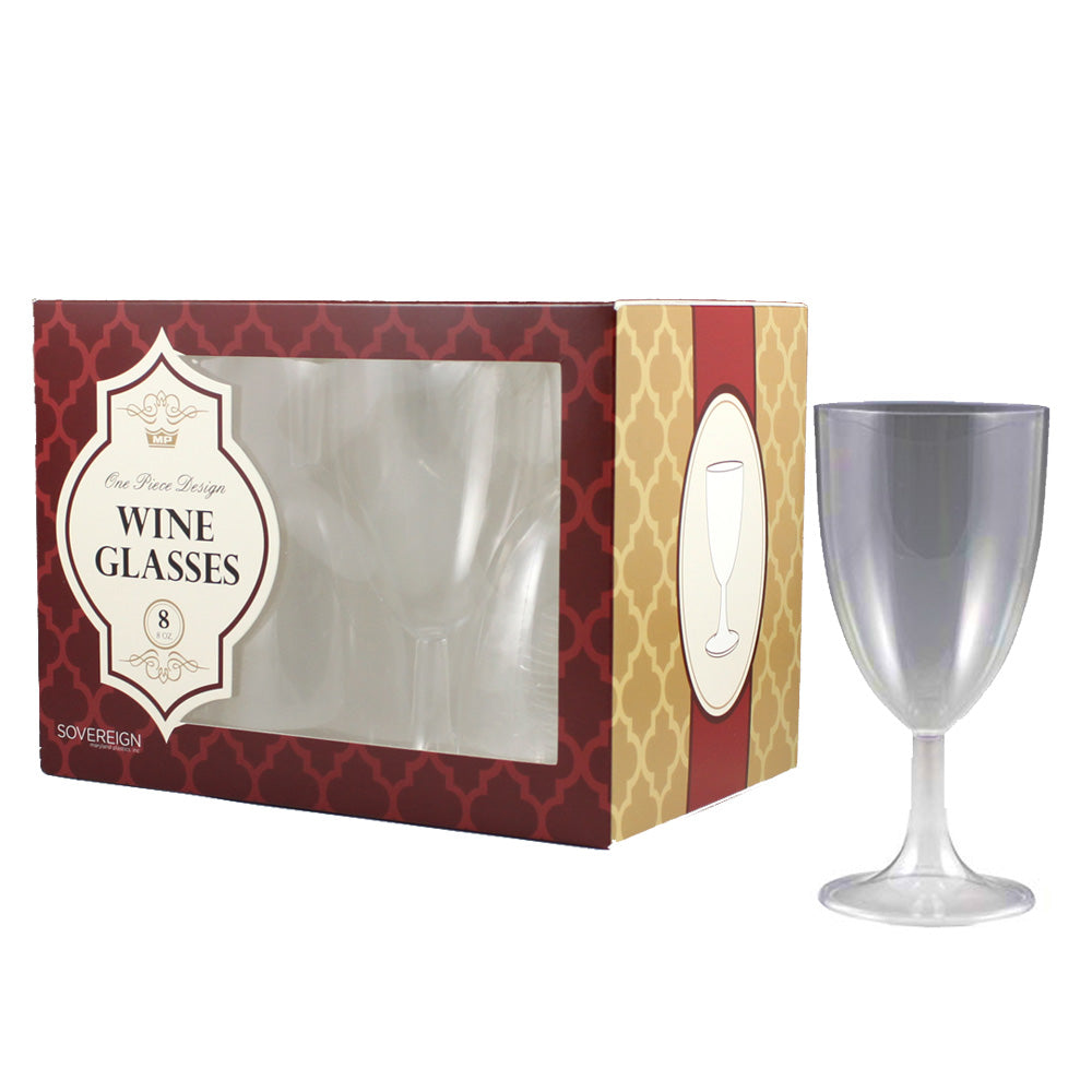 8oz Sovereign Plastic Wine Glasses 1-Piece 8ct