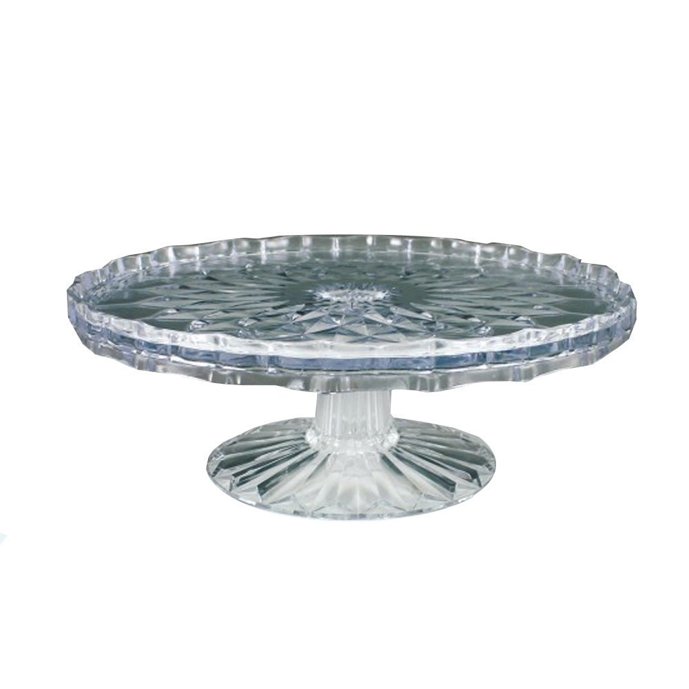 Crystalware Clear 10" Plastic Crystal Cut Cake Stand
