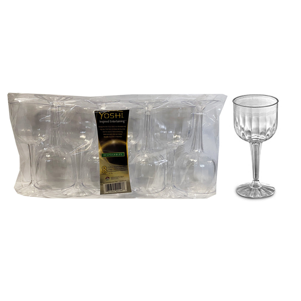 8oz Resposables Plastic Wine Glasses 1-Piece 8ct
