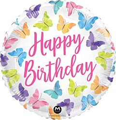 #330 Happy Birthday Butterflies 18in Printed Mylar