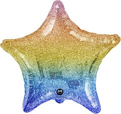 #696 Pastel Ombre Crackled Star 18in Printed Mylar