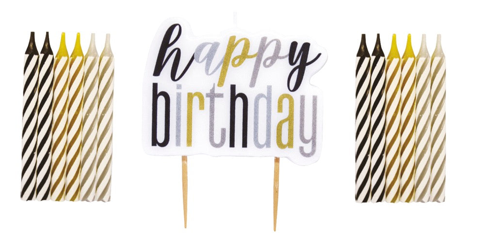 Glitz Black Pick Candle & Spiral Candle Set 13pc