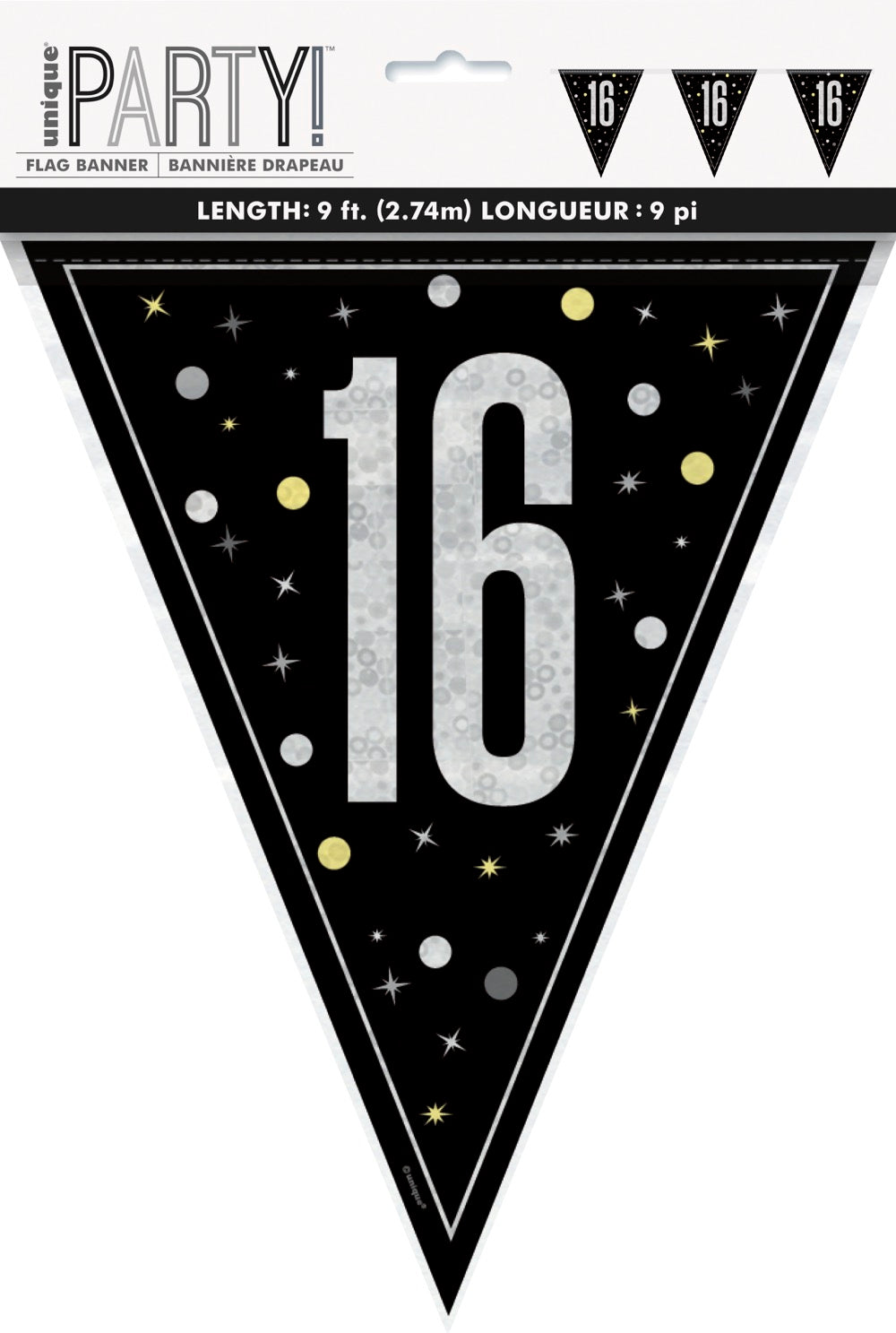 Glitz Black Flag Banner 9ft - 16