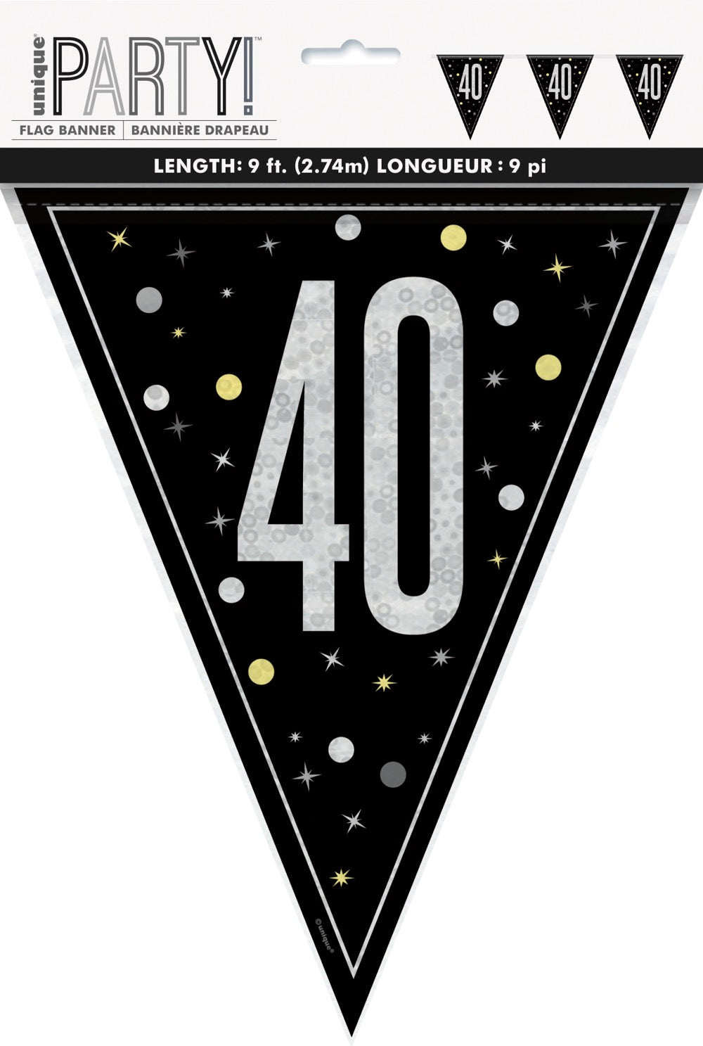 Glitz Black Flag Banner 9ft - 40