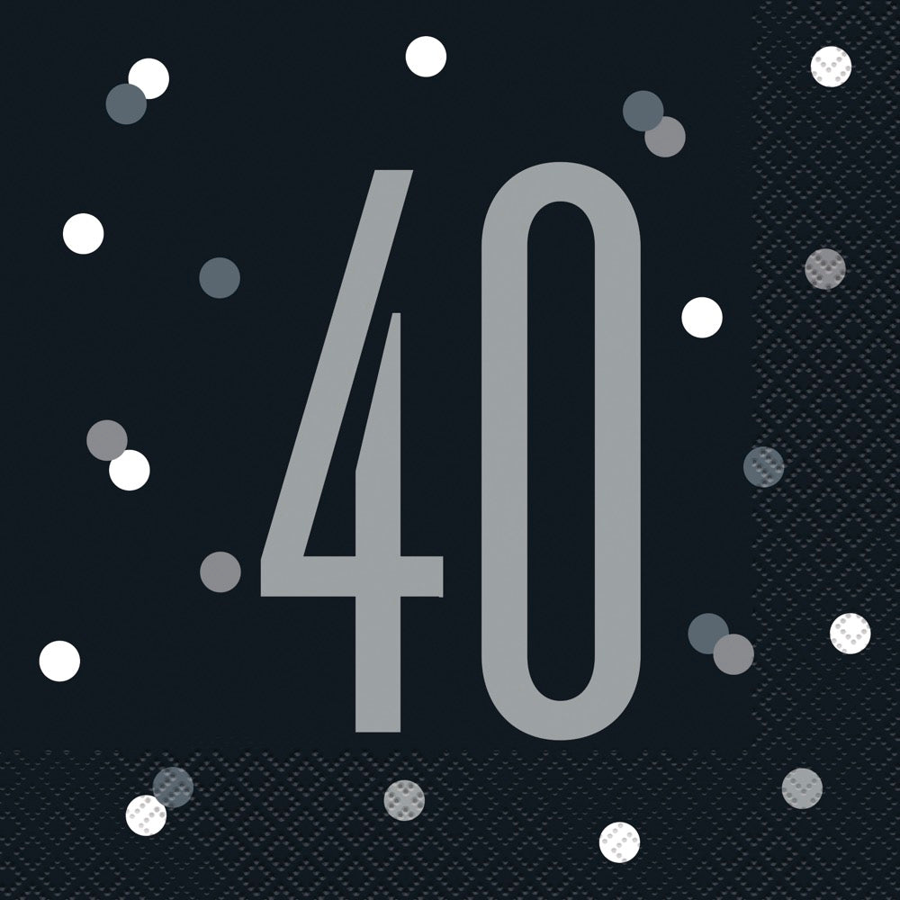 Glitz Black Luncheon Napkins 16ct - 40