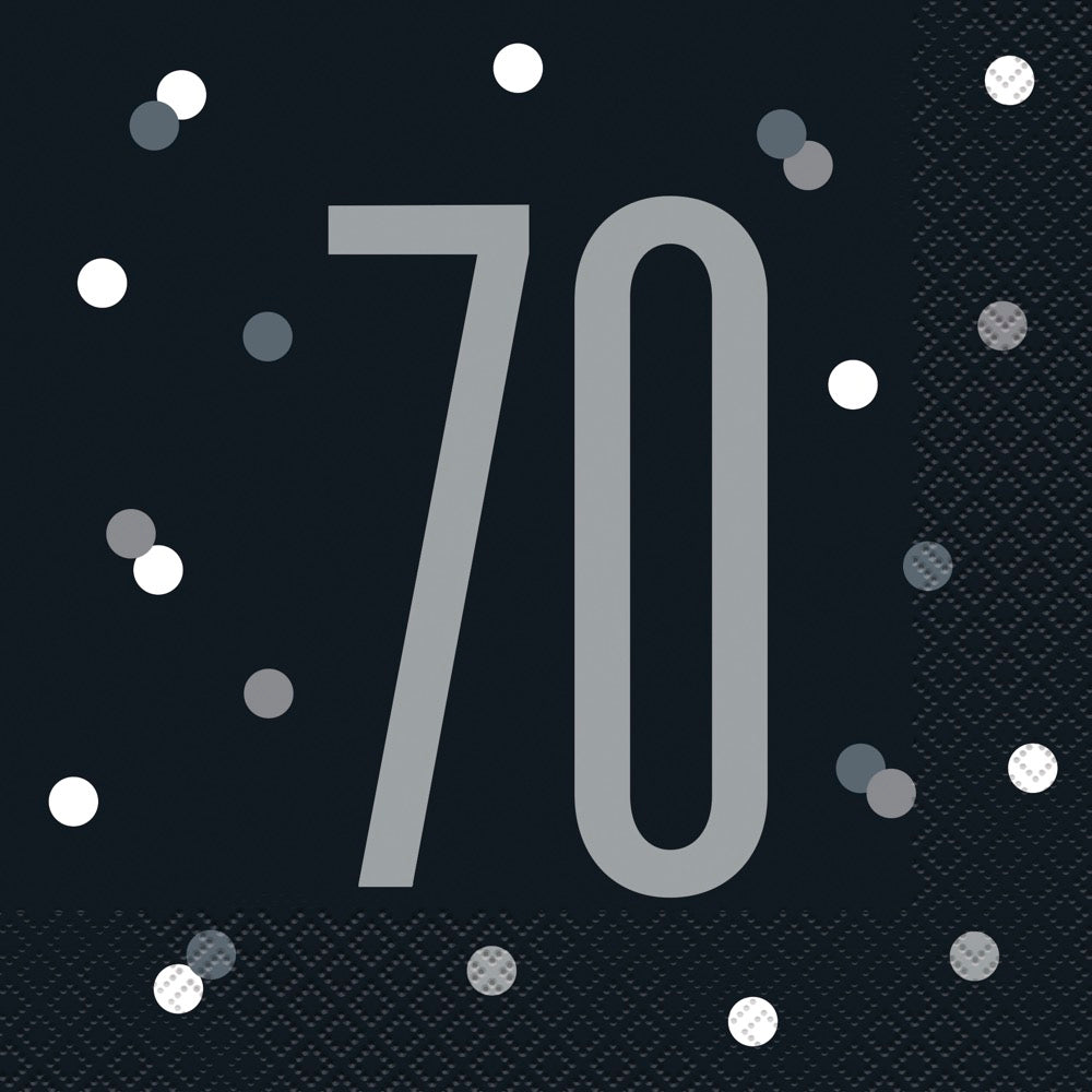 Glitz Black Luncheon Napkins 16ct - 70