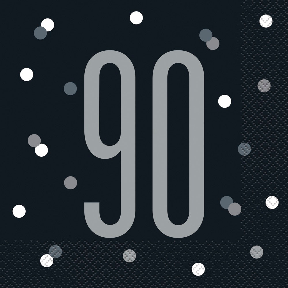 Glitz Black Luncheon Napkins 16ct - 90