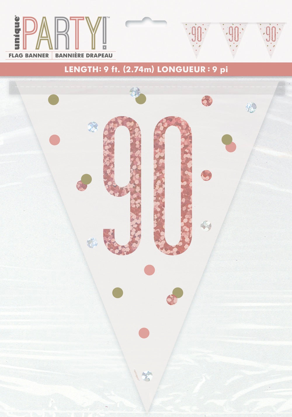 Glitz Rose Gold Prismatic Plastic Flag Banner 9ft - 90