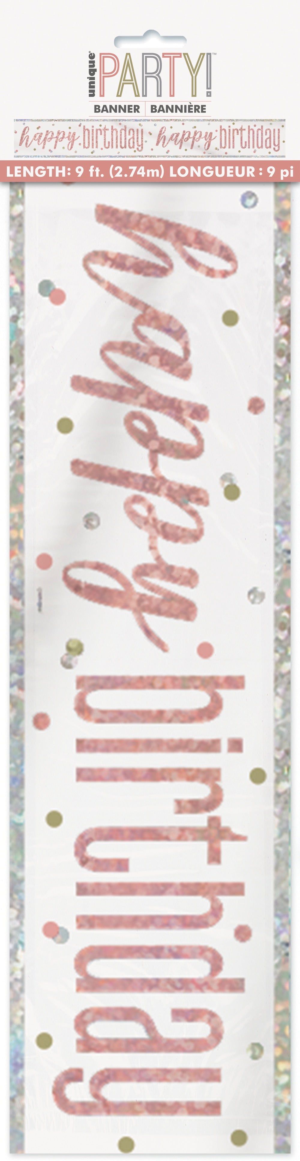 Glitz Rose Gold Foil Banner Happy Birthday
