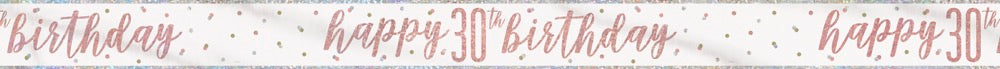 Glitz Rose Gold Foil Banner Happy 30th Birthday