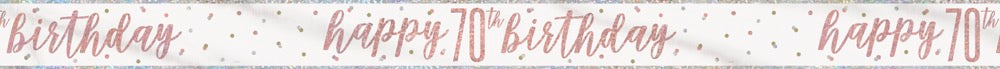 Glitz Rose Gold Foil Banner Happy 70th Birthday