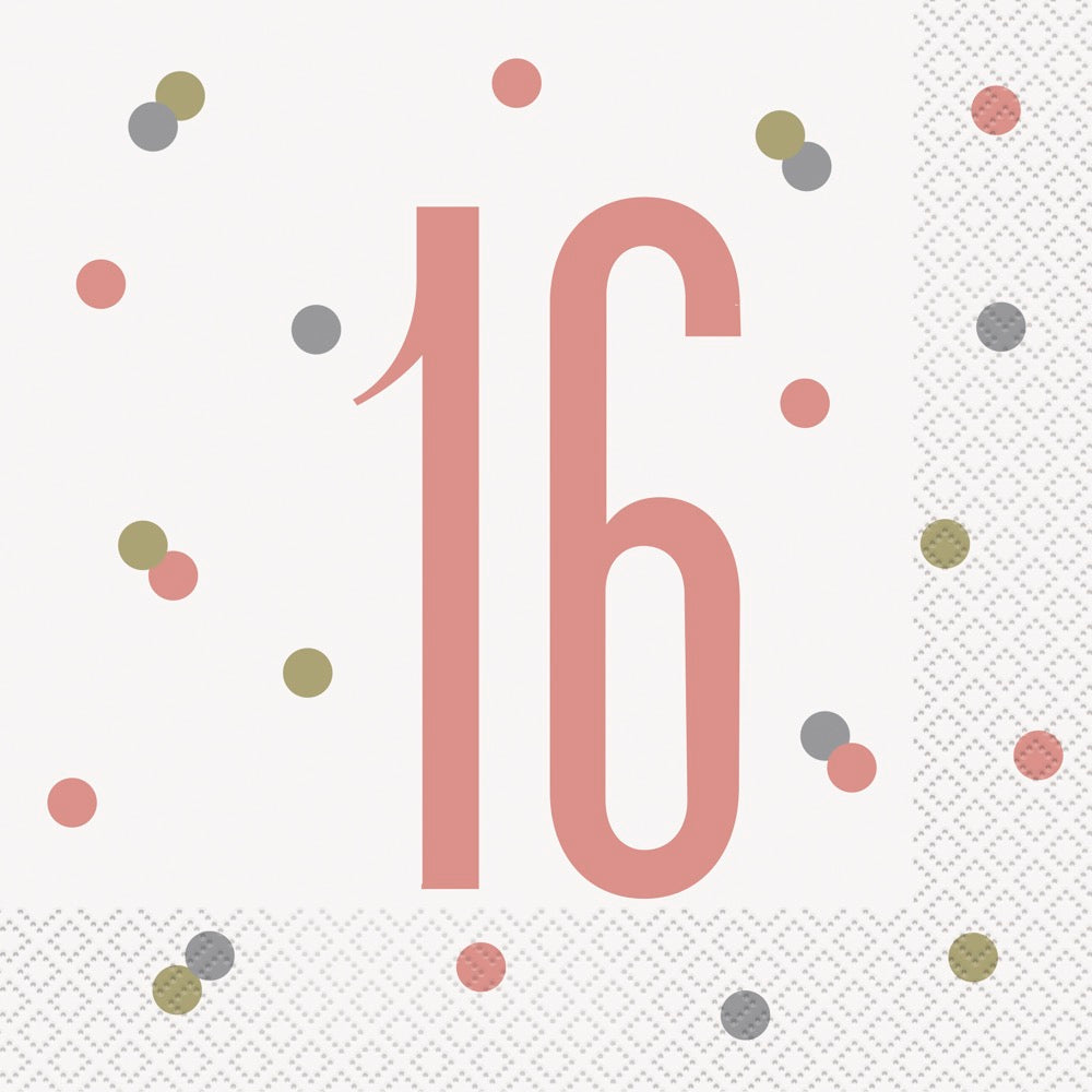 Glitz Rose Gold Luncheon Napkins 16ct - 16