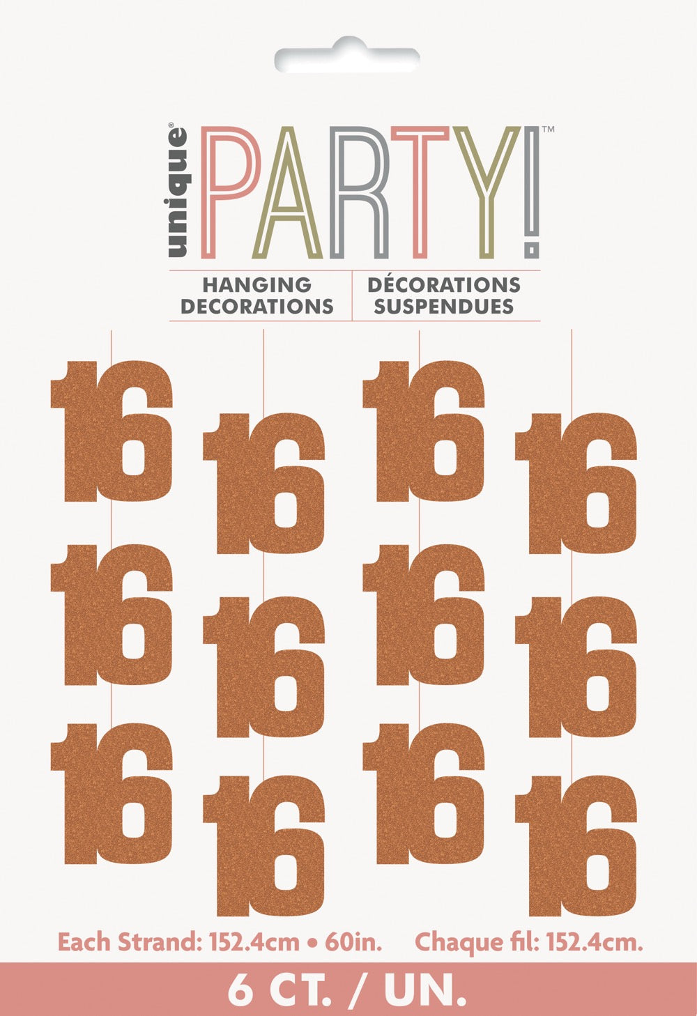 Glitz Rose Gold Hanging Decorations 5ft - 16