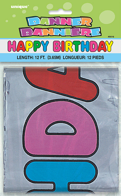 Foil Birthday Banner 12ft - Short Fold