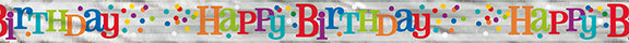 Foil Dotted Rainbow Happy Birthday Banner 12ft