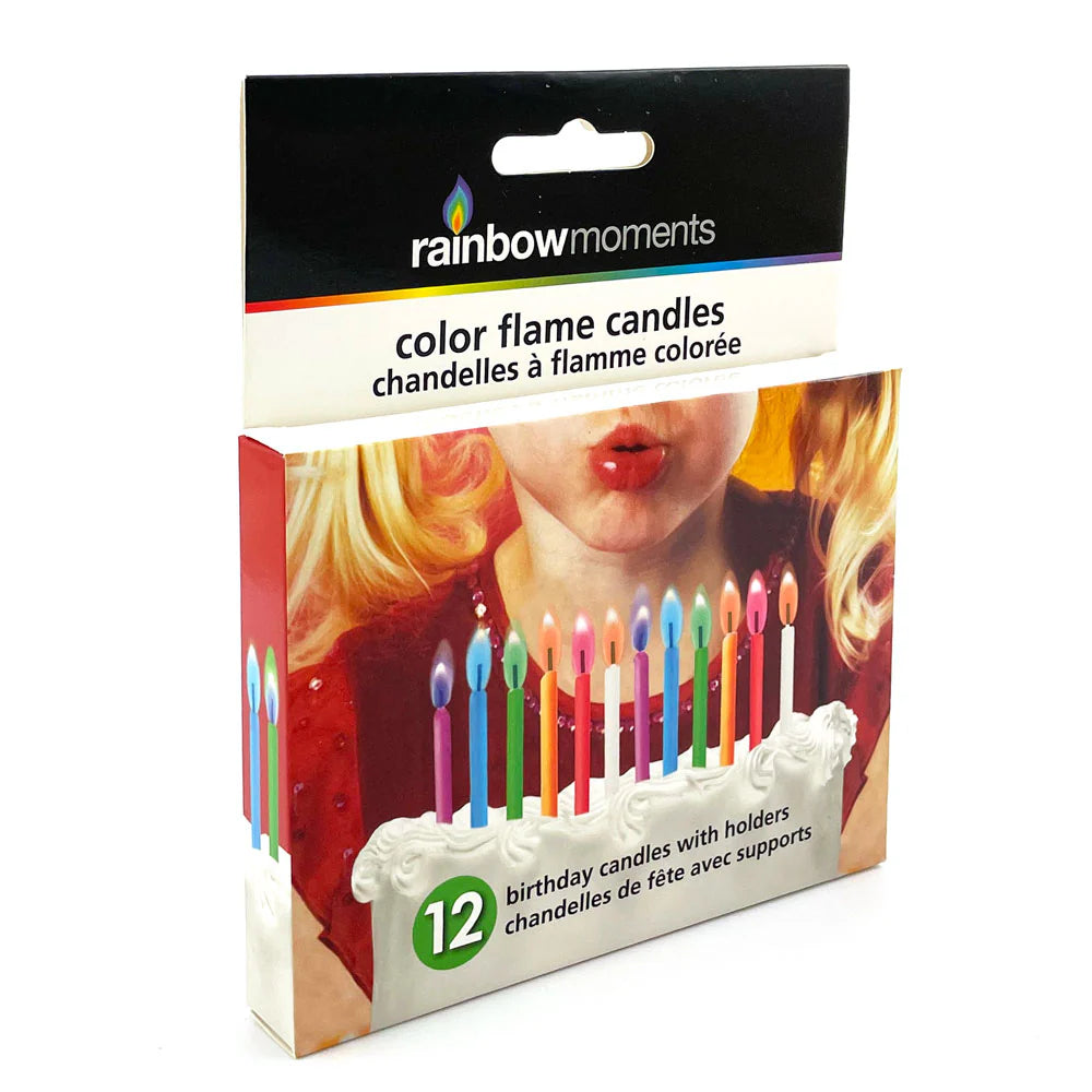 Color Flame Birthday Candles - Multi Color 12ct