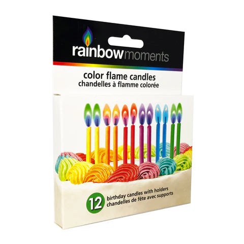 Color Flame Birthday Candles - Rainbow Assortment 12ct