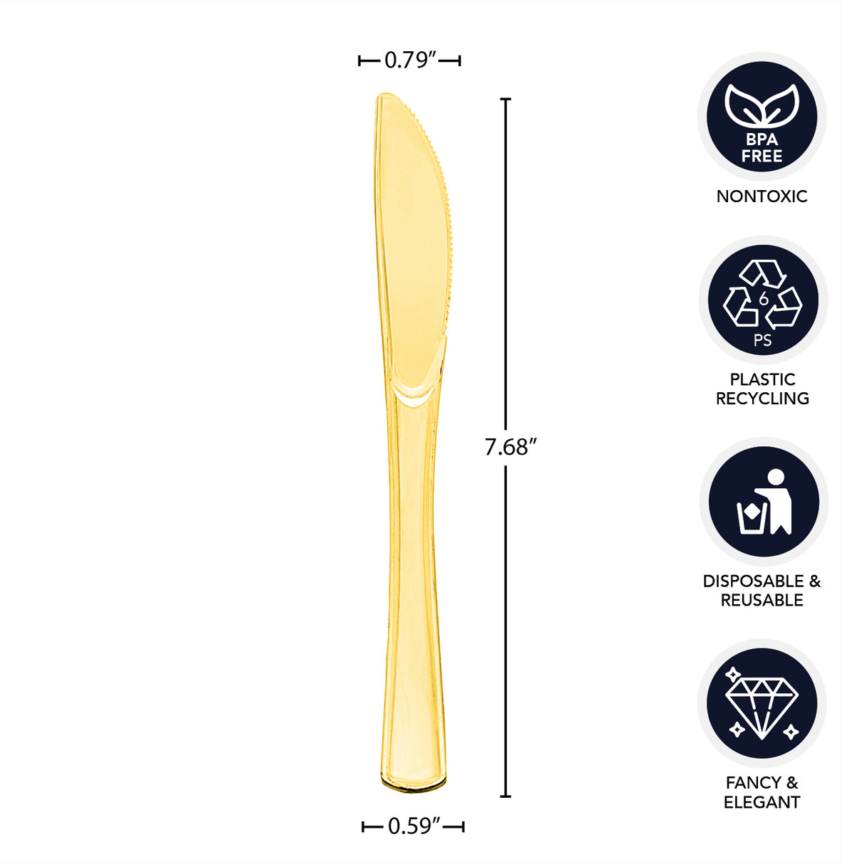 Gold Plastic Cutlery 50ct