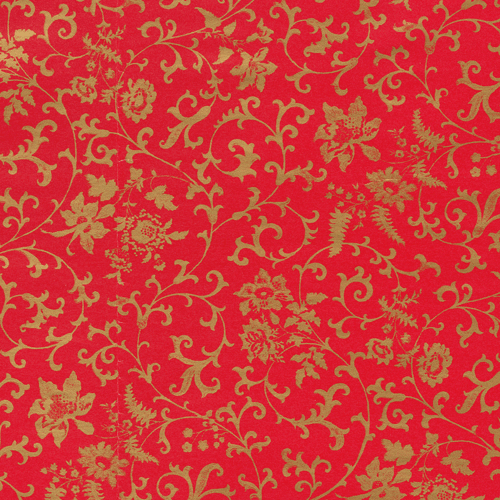 Roll Wrap - Flora Scrollwork Red/Gold 30”x8’
