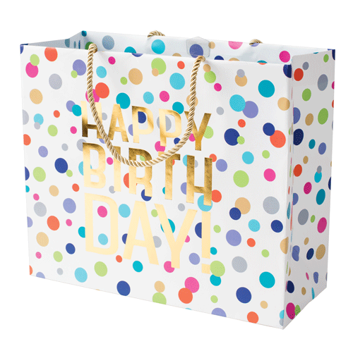Happy Birthday Confetti Gift Bag Lg 11 3/4 X 4 3/4 X 10