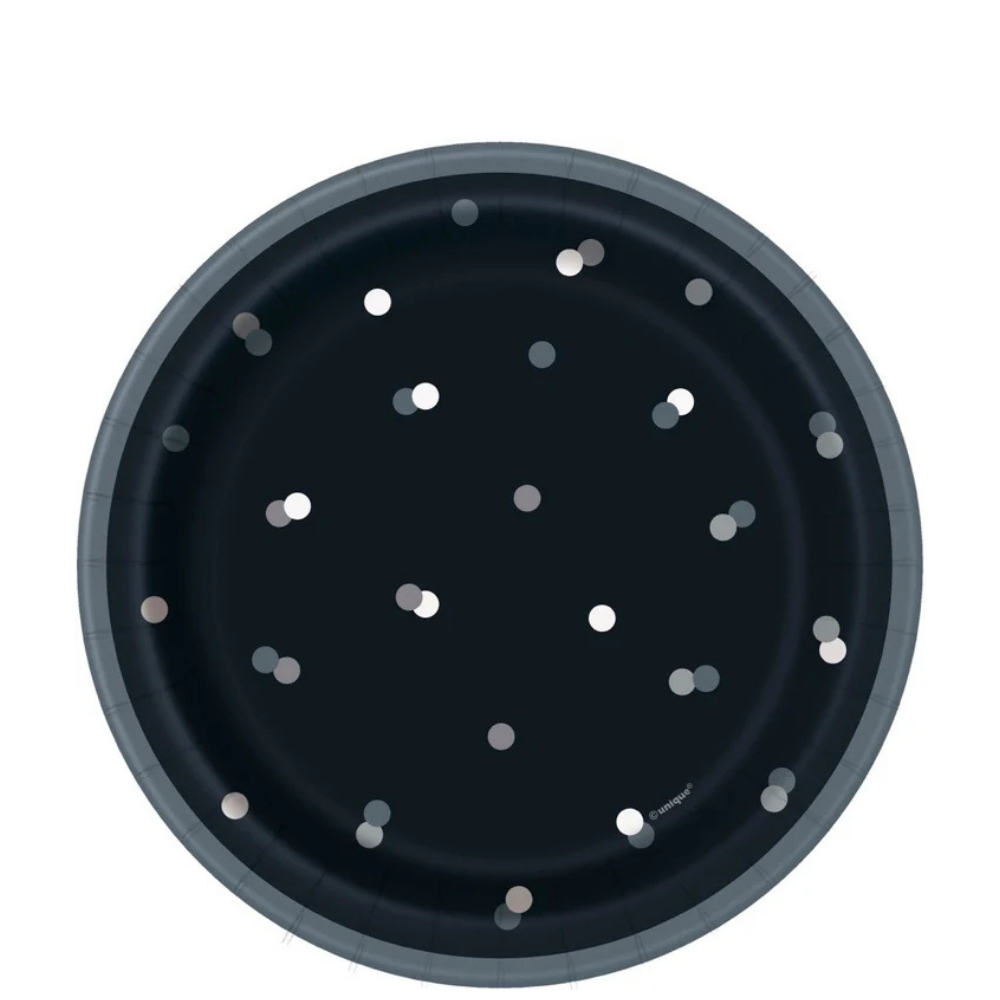 Glitz Black 7in Dessert Plates 8ct