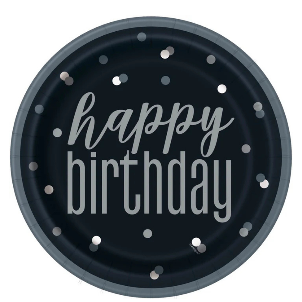 Glitz Black 9in Dinner Plates 8ct