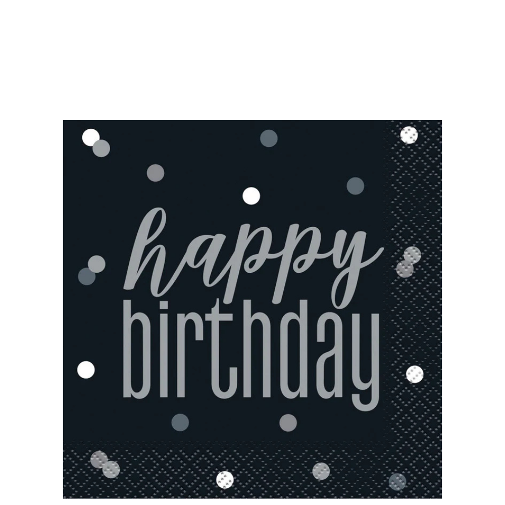 Glitz Black Beverage Napkins 16ct