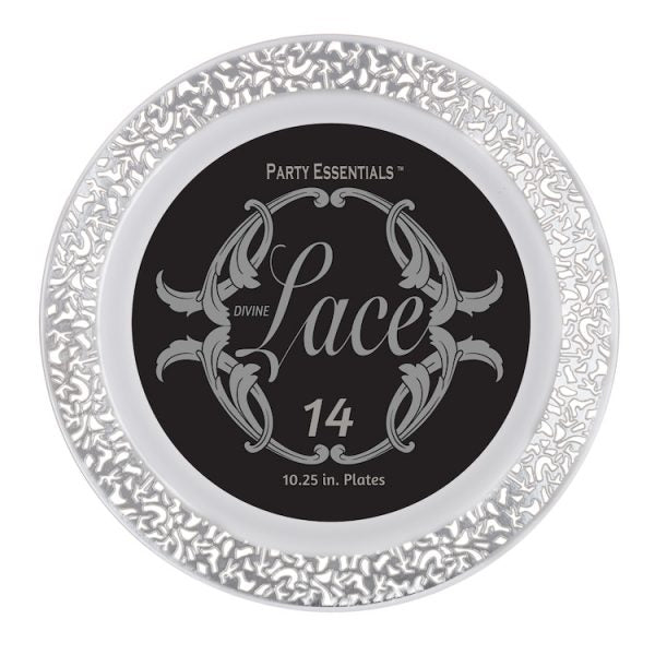 Lace Plate - White w/ Silver Edge