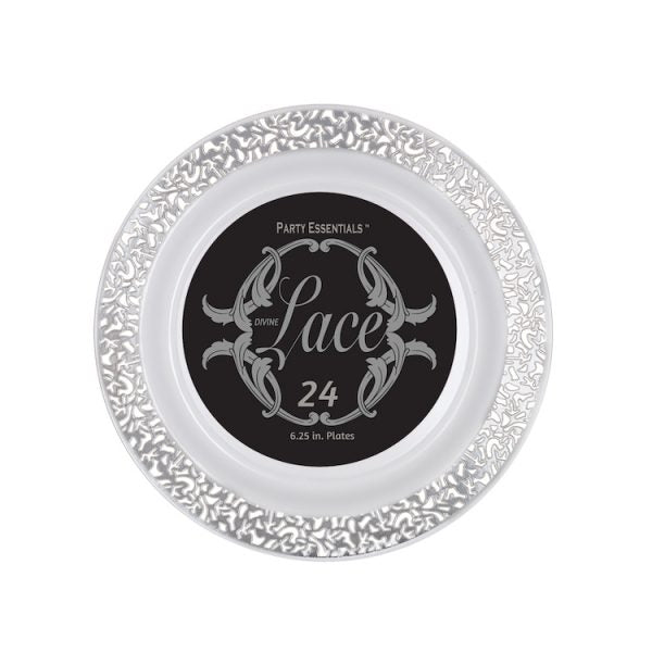 Lace Plate - White w/ Silver Edge
