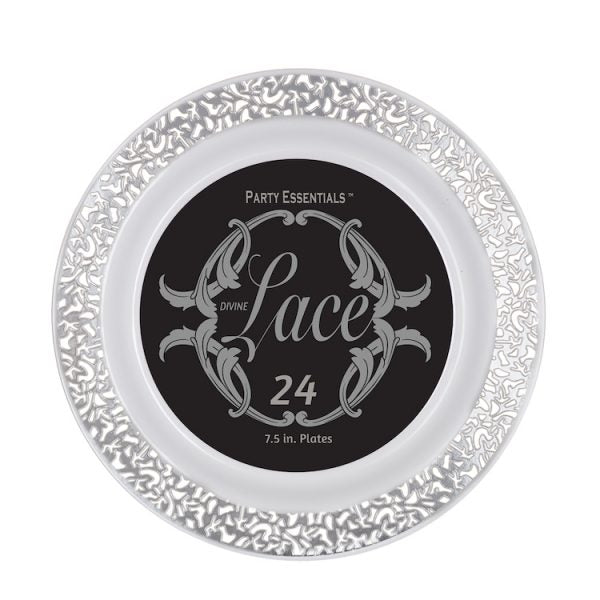 Lace Plate - White w/ Silver Edge