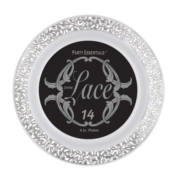 Lace Plate - White w/ Silver Edge