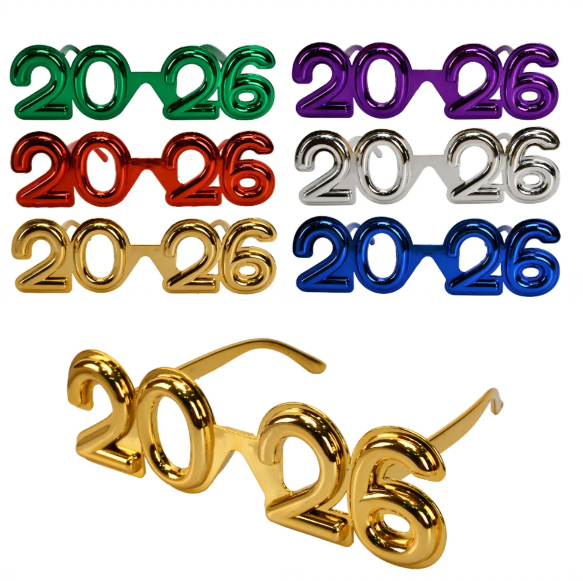 2026 New Years Metallic Glasses - 1 Assorted Color