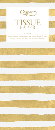 Painted Stripe Gold/white Tissue Pkg 4 Sheets