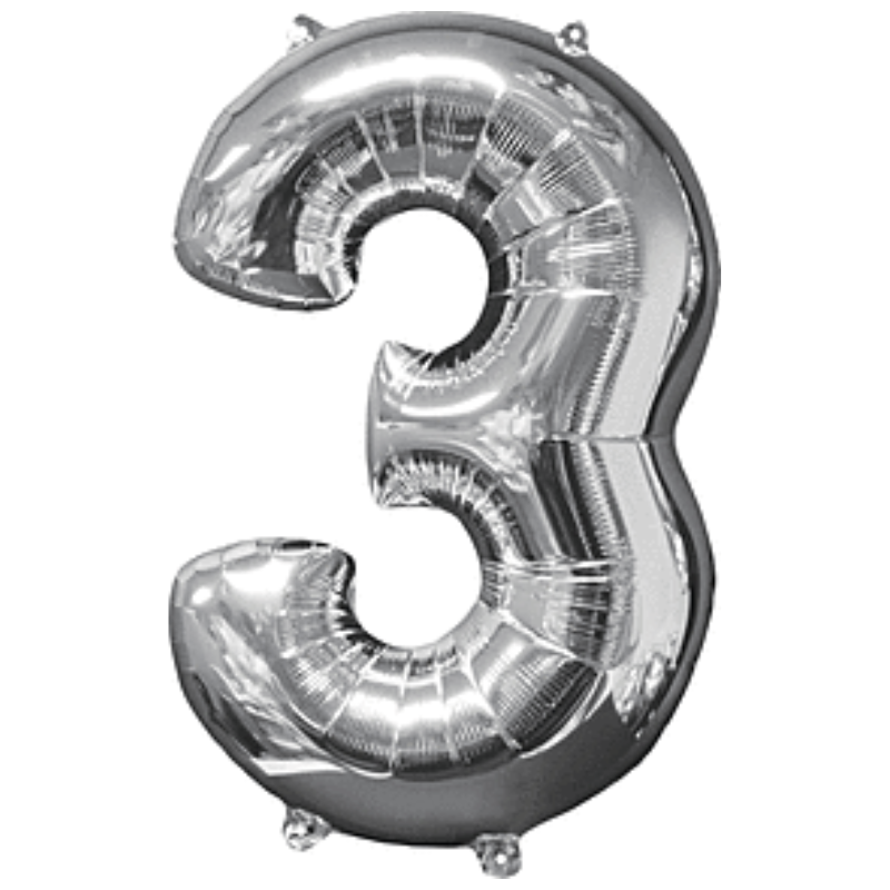 34in Number Balloons: Silver