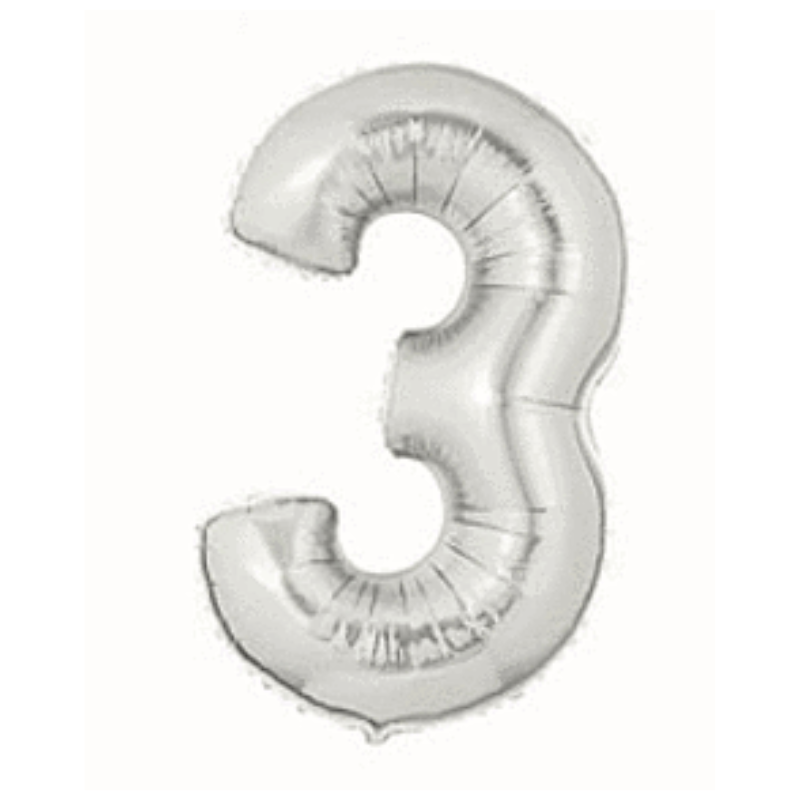34in Number Balloons: Holographic Silver