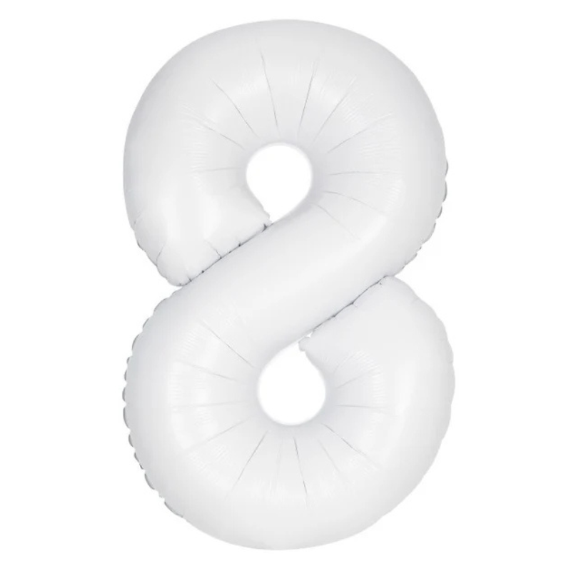 34in Number Balloons: White Matte